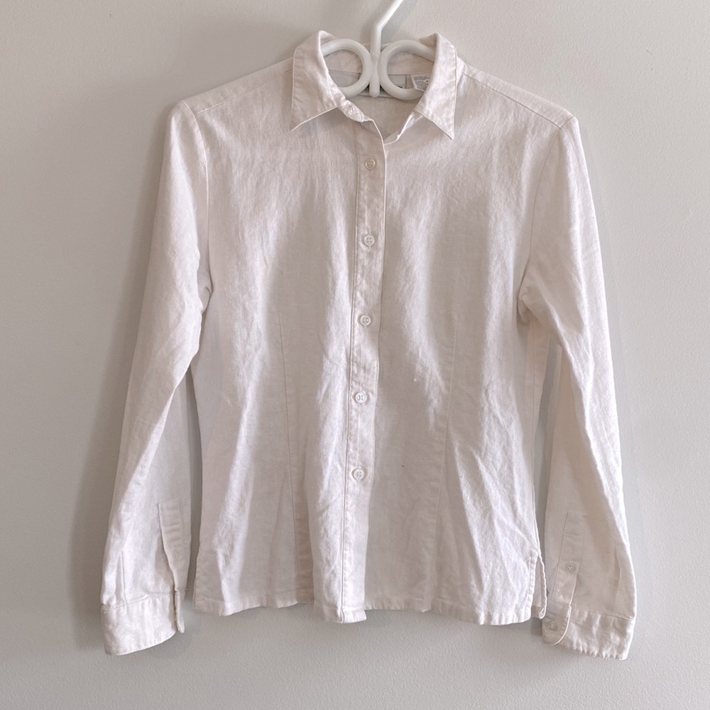 vintage White Linen shirt -S-